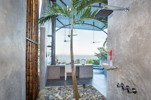 The outdoor shower on the lower level